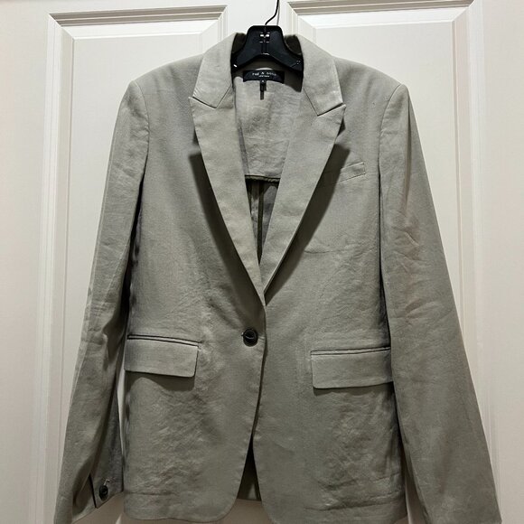 Rag & Bone Olive Linen Blend Jacket Size 8 - Picture 1 of 10